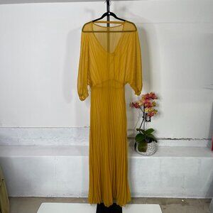 ASOS DESIGN Womens Yellow Modern Eivissa Blouson pleated Maxi Dress Size 0